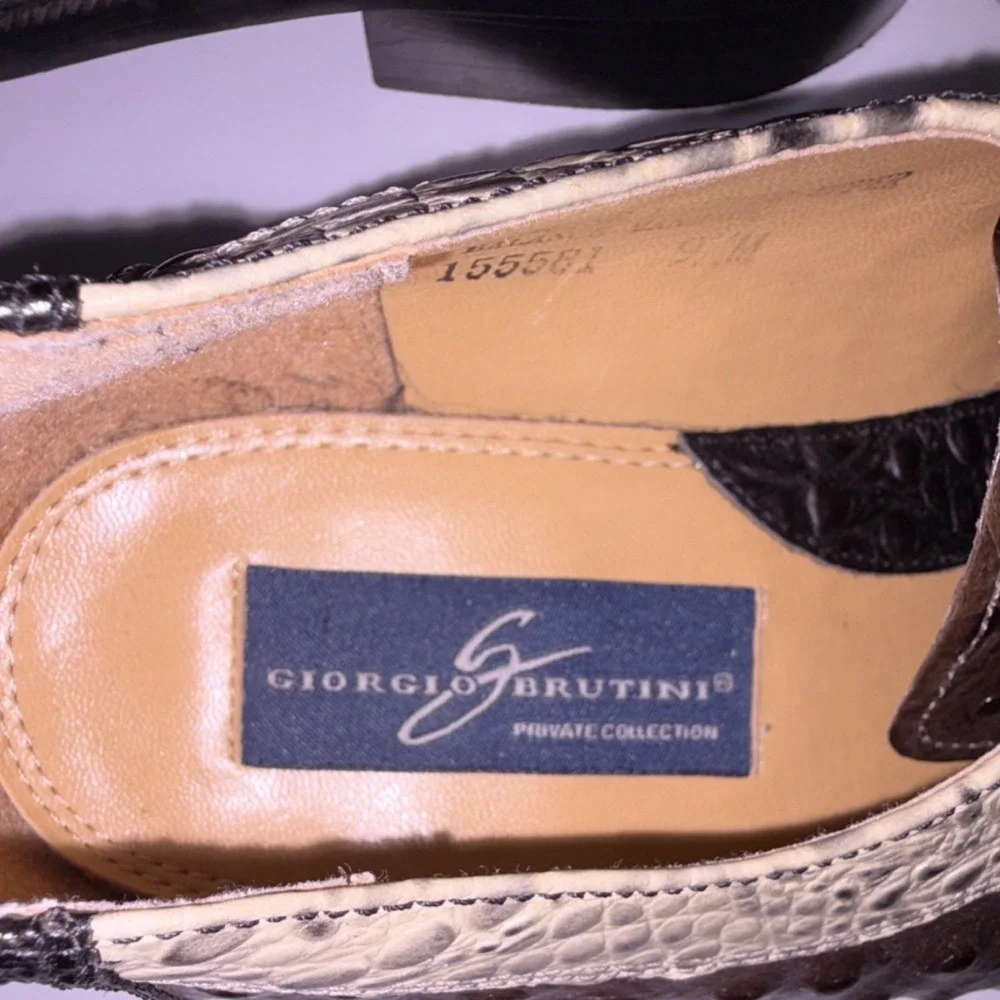 Giorgio Brutini Private Collection Two Tone Ostrich Crocodile Leather Shoes 9.5
